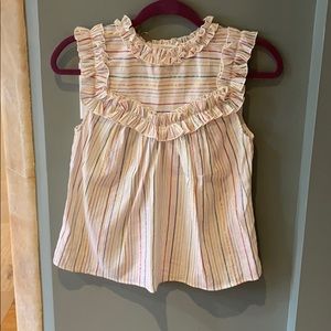 Corey Lynn Calter metallic multi stripe frilly top